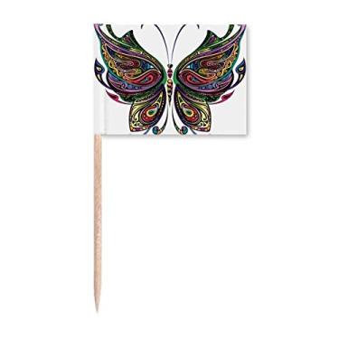 Imagem de Linda borboleta colorida com asas decorativas, palito, bandeiras, marcadores, decoração de festa