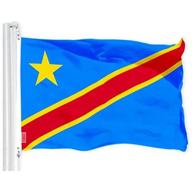 Imagem de G128 Bandeira congolesa da República Democrática do Congo | 9,5 x 1,5 m | Poliéster 150D Impresso - Interior/Exterior, Cores vibrantes, Ilhós de Latão, Poliéster de Qualidade, Muito Mais Grosso Mais Durável do que Poliéster 75D 100D