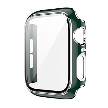 Imagem de SDUTIO Capa de vidro para Apple Watch Case 45mm 41mm 44mm 40mm Protetor de tela de duas cores Bumper iWatch Series 8 7 6 SE 5 4 3 42mm 38mm (Cor: Prata verde, Tamanho: Série 1 2 3 42mm)