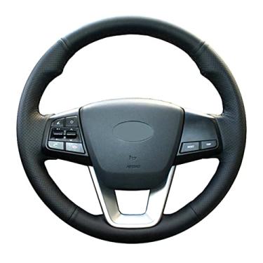 Imagem de Cobertura de volante de carro preto costurada à mão para carro DIY, para Hyundai ix25 2014-2018/Creta 2016-2018