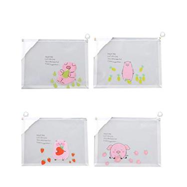 Imagem de 4 peças de bolsas brancas com zíper Legou para materiais escolares de escritório, foto colorida-2