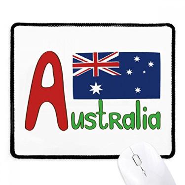 Imagem de Mousepad com a bandeira nacional da Austrália, vermelho, azul, borda costurada, tapete de borracha para jogos