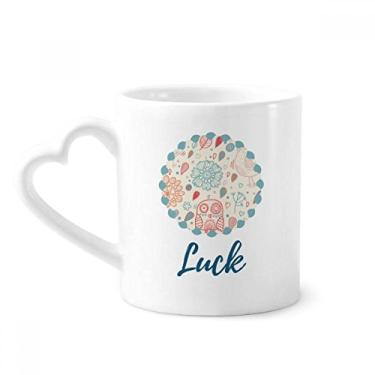 Imagem de Caneca de tinta de flor de coruja, caneca de cerâmica para café copo de coração de vidro