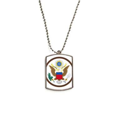 Imagem de DIYthinker Colar com pingente de corrente de aço inoxidável com emblema nacional dos Estados Unidos