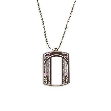 Imagem de Colar de animais de estimação com pingente de corrente de aço inoxidável para porta de flor azul da cultura chinesa