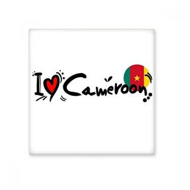 Imagem de I Love Cameroon Bandeira da Palavra Amor Coração Ilustração Azulejo de Cerâmica Brilhante Decalque Pedra Adorna de Tijolos Vitrificados