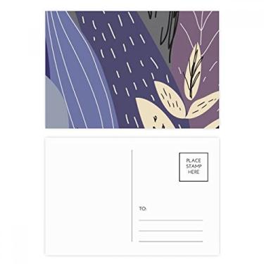 Imagem de Conjunto de cartão postal de aniversário com estampa de plantas abstratas de folhas para enviar cartão de agradecimento