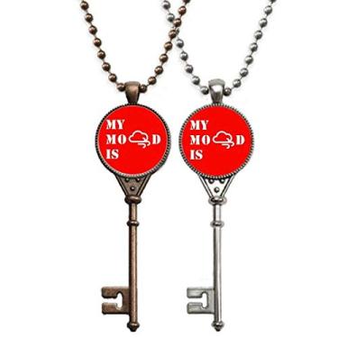 Imagem de OFFbb-USA Colar com pingente de chave de vento com depressão de humor para decoração de casais