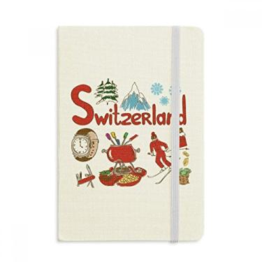 Imagem de Caderno de ponto de referência com símbolo nacional da Suíça, capa dura de tecido, diário clássico