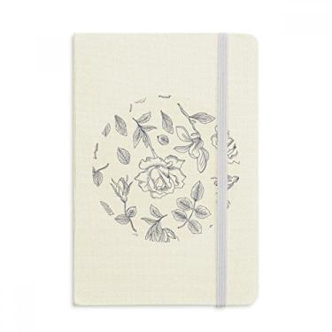 Imagem de Caderno de folhas de rosas pintadas à mão, caderno de flores oficial de tecido rígido clássico