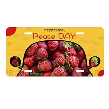 Imagem de DIYthinker Placa de carro com imagem de frutas vermelhas e morango frescas para decoração de carro Dia da Paz