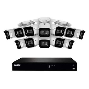 Imagem de Lorex N4K3-1612WB 16 Sistema de Vigilância 4K Canal com N862A63B 3TB 4K Fusão NVR e 12 E841CA-E 8MP Branco Bala Câmeras