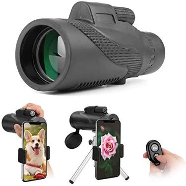 Imagem de 40x60 à prova d'água à prova de nevoeiro à prova de poeira à prova de poeira , luneta monocular com tripé de smartphone para observação de pássaros.