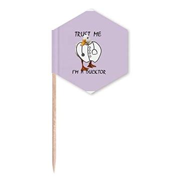 Imagem de Estetoscópio Duck Doctor Clothes Bandeiras de palito, palitos de cupcake, festas comemorativas