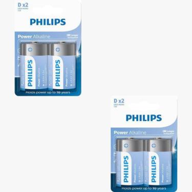 Imagem de Pilha Alcalina Philips D Grande Kit Com 4 Pilhas