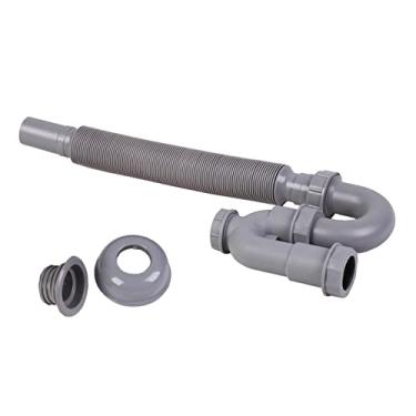 Imagem de Fenteer Tubo de drenagem flexível para pia de cozinha Tubo de drenagem de esgoto para banheiro de pia para banheiro, 80cm