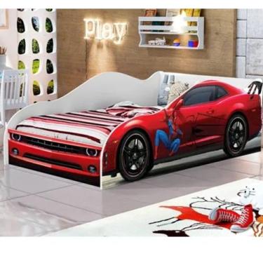 Imagem de Cama Carro Infantil Homem Aranha Com Colchão Probel 100% Mdf Quarto -