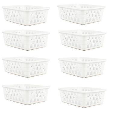 Imagem de Kit 8 Cestos Multiuso Organizador Pequeno 16x12x6Cm Branco 123Organizei