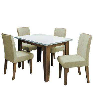 Imagem de Conjunto de Mesa Sala de Jantar Miami com 4 Cadeiras Nova York 1,20m Cedro / Off White / Areia Dobuê