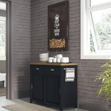 Imagem de Aparador Chá 2 Portas de Correr 2 Gavetas Ba-145 Denver Ditália Móveis Preto