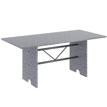 Imagem de Mesa para Cozinha 180x75cm Tampo Granito Soma Móveis Martelado Prata/Ocre