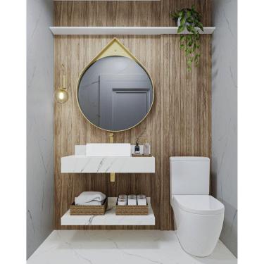 Imagem de Bancada em Porcelanato 60/80/100cm Sem Cuba Darabas Agardi Branco