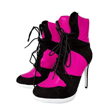 Imagem de Frankie Hsu Botas de cano alto Stiletto Sport Basketball High Heeled Ankle Bootie, casual, preto, azul royal, branco, sola inferior, tênis de designer de tamanho grande para mulheres, rosa, 13
