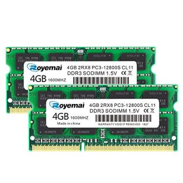 Imagem de Kit de 8 GB (2 x 4 GB) DDR3 1600 MHz SODIMM RAM, Royemai PC3-12800 2Rx8 1,35V 1,5V CL11 204 pinos Notebook Módulo de memória RAM