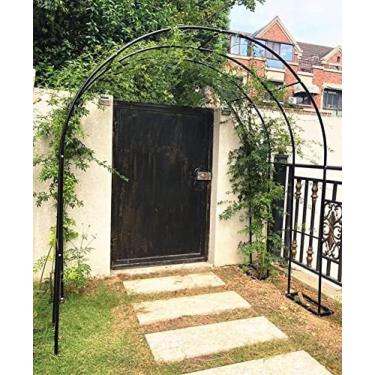 Imagem de Arco de metal preto Arcos de flores de casamento Treliça resistente às intempéries Pérgula de jardim para plantas trepadeiras Decoração de tema de videira W120 X H220cm, W160 X H220cm, W180