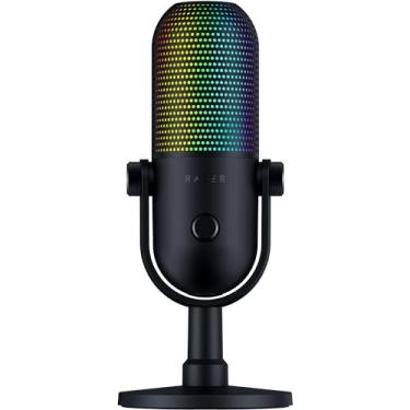 Imagem de Razer Microfone USB Seiren V3 Chroma RGB: Iluminação reativa de transmissão e jogos - Sensor de toque para mudo - Microfone condensador - limitador de ganho digital e amortecedor de choque - PC,