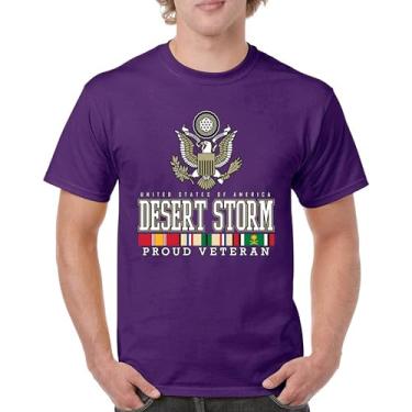 Imagem de Camiseta masculina Desert Storm Proud Veteran Army Gulf War Operation Served DD 214 Veterans Day Patriot, Roxa, GG