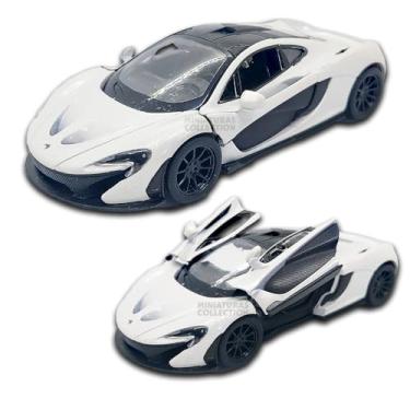 Imagem de Carrinho de ferro miniatura McLaren P1, abertura de portas, com fricção, 12,5 CM, Em metal, 1/36, Pneus em borracha, Kinsmart (Branco)