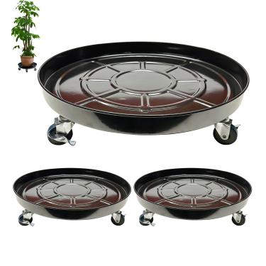 Imagem de Kaoolaa Pacote com 3 suportes de metal com rodas de 50,8 cm – durável e resistente, para uso interno/externo, rodízios bloqueáveis para fácil manobra, suportes para vasos de flores grandes para