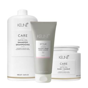 Imagem de Kit Keune Care Satin Oil Shampoo Litro Máscara G E Style Straight Crea