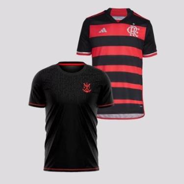Imagem de Kit Camisa Adidas Flamengo I 2024 + Camisa Flamengo Codification Preta-Masculino