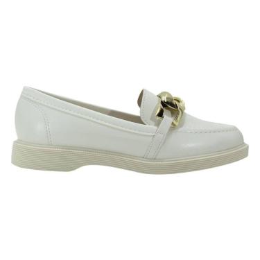 Imagem de Mocassim Moleca Napa Turim Branco/Dourado