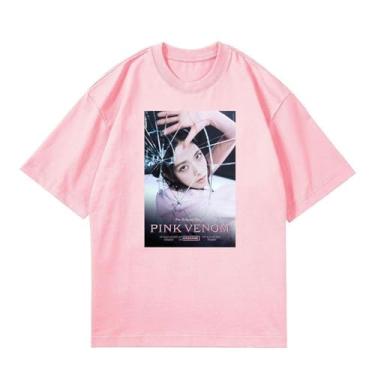 Imagem de Camiseta B-Link Lalisa Solo Born rosa K-pop Support Camiseta Born Pink Contton gola redonda camisetas com desenho animado, D1 rosa, XXG