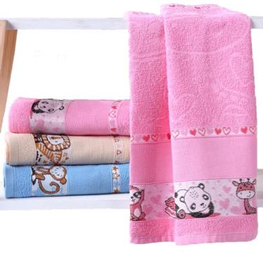 Imagem de Toalha De Banho Bebe Infantil Menina Menino 100% Algodão Masculino Grande Personagem Praia Carinho Ponto Cruz Para Bordar (Rosa, Rosto)