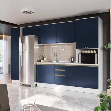 Imagem de Cozinha Modulada Celeste Kappesberg 100% Mdf Branco/azul 360cm