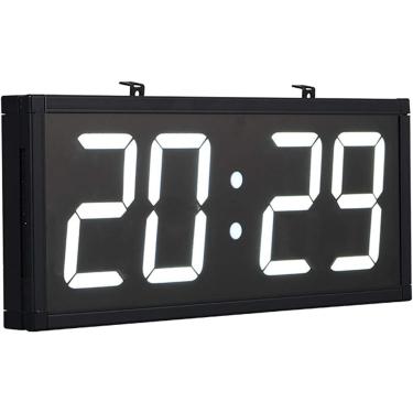 Imagem de Relógio de parede digital LED com controle remoto - enorme temporizador multifuncional de 18,9 x 7,9 polegadas, cronômetro, alarmes, contagem regressiva, umidade e temperatura, ideal para es