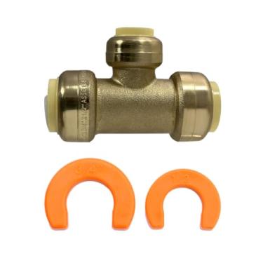 Imagem de 5 peças XFITTING Push Fit 3/4 polegadas x 3/4 polegadas x 1/2 polegada Push Fit Redutor Tee com 2 clipes de desconexão, 27-5-1 = 5W.2C