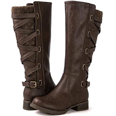 Imagem de GLOBALWIN Botas femininas acolchoadas na altura do joelho com tiras para mulheres, 21yy10 Brown4, 36