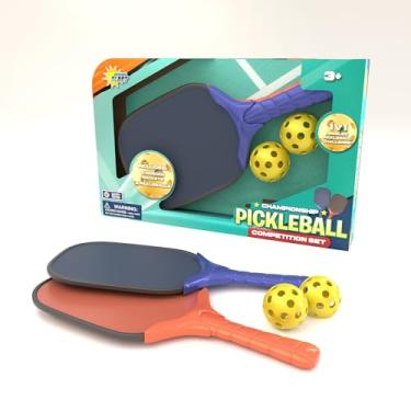 Imagem de Lollipop Conjunto de competição infantil de pickleball – Inclui 2 raquetes de madeira e 2 bolas de pickleball para jogos de campeonato