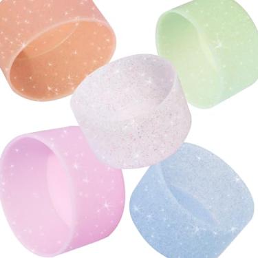 Imagem de TFAK Bota de garrafa de silicone de 5 peças, manga de garrafa de água de silicone compatível com Stanley/Hydroflask/Iron Flask/Simple Modern, 7.1-7.6 cm Largura inferior da garrafa de água inoxidável