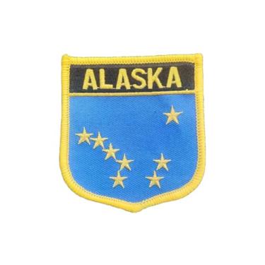 Imagem de Ruoming 1 peça de adesivos da bandeira do Alasca a ferro ou costurados bordado tático militar nacional bandeira do estado (Alaska)