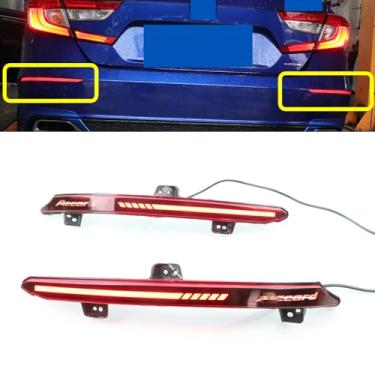 Imagem de KITOCARTOP Luzes traseiras de refletores de para-choque traseiro de LED adequadas para Honda Accord 2018-2022 com freio de LED/direção/sequencial, luz de seta, montagem de lâmpadas de neblina, lente