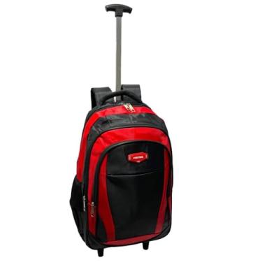 Imagem de Mochila De Rodinha Com Alças De Costas Trabalho Escola Juvenil E Adulto Resistente Á Chuva (Preto/Vermelho)
