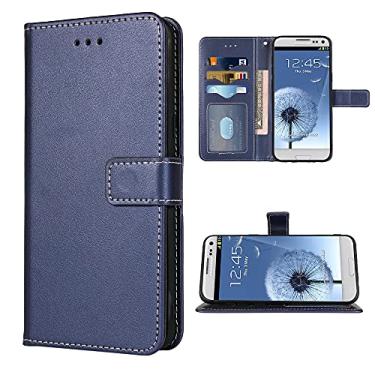 Imagem de FDCWTSH Compatível com Samsung Galaxy S3 capa carteira alça de pulso cordão couro flip capa suporte suporte acessórios celulares capas de telefone para GalaxyS3 Neo I9300 mulheres homens azul