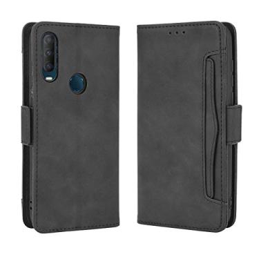 Imagem de Capa com compartimento para cartão para Vodafone Smart V11, capa flip de couro para Vodafone Smart V11, capa magnética retrô, capa de telefone carteira com compartimentos para cartão