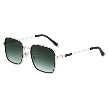Imagem de JRLLFD Óculos de sol gradiente masculino retro quadrado metal óculos quadro rua tiro decoração proteção solar sunnies, 5, um tamanho